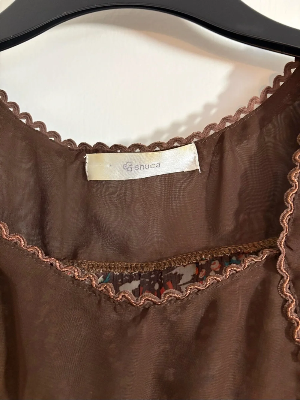 Boho Brown Floral Paisley Babydoll top